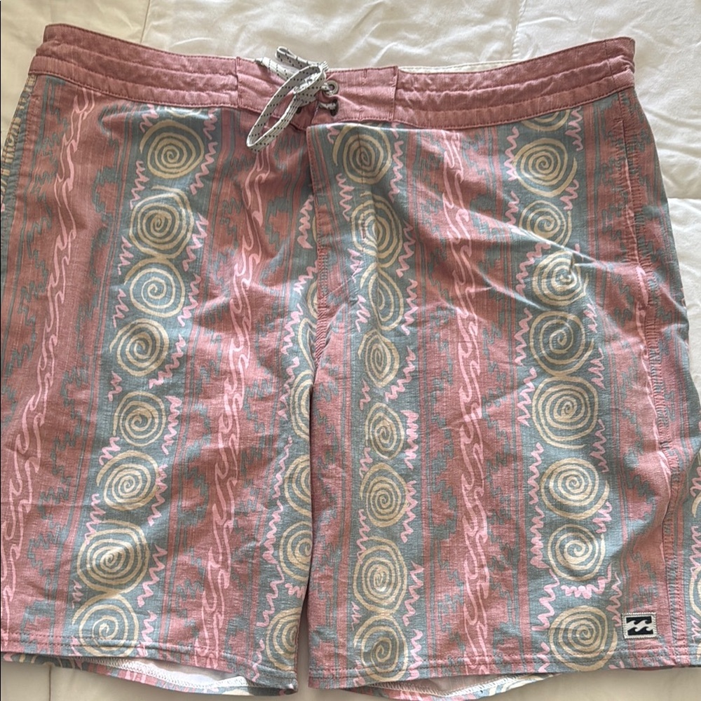 Billabong Pink and Gray Patterned Men Shorts